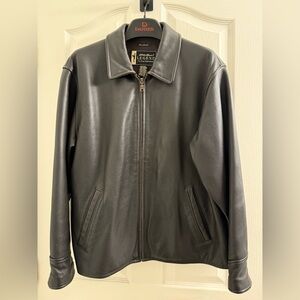 Eddie Bauer Black Leather Zip-Front Jacket